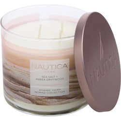 NAUTICA AMBER DRIFTWOOD & SEA SALT by Nautica (UNISEX) - SCENTED CANDLE 14.5 OZ