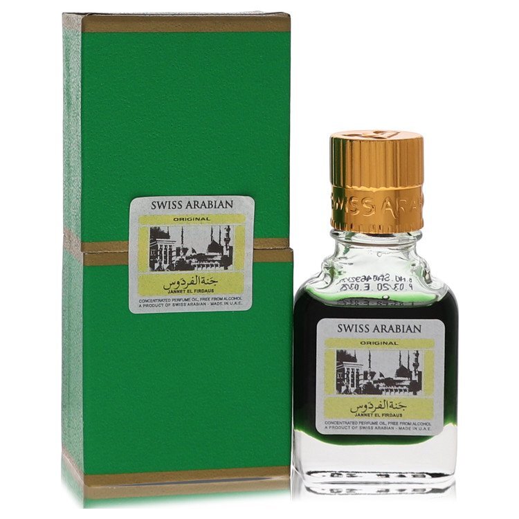 Jannet El Firdaus by Swiss Arabian Concentrated Perfume Oil Free From Alcohol (Unisex Black Edition Floral Attar) .30 oz (Men)